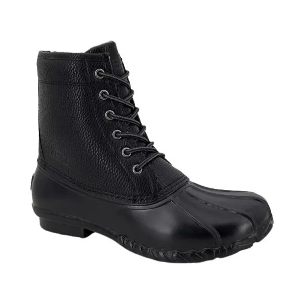 JBU Maine Waterproof Duck Boots Mens 8M Black Faux Fur Lined Lace Up Shoes NWB